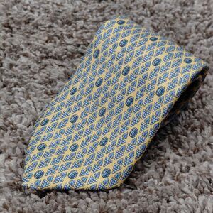 Hermes Yellow and Blue Silk Geometric Tie